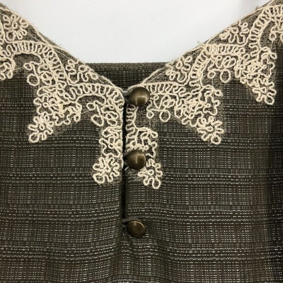 Anthropologie Moulinette Soeurs Olive Green Crochet embroidered rainwashed dress - Picture 8 of 16